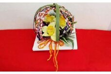 水仙手まり（赤クロス付き)　らんまん 花 雑貨 造花 インテリア お祝い ギフト 贈答 人気 送料無料 高知市 【花工房美呂】 [ATCO013]
