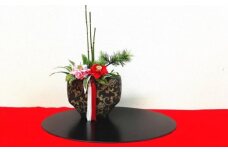 【縦長迎春花飾り】姫椿　トレー・赤クロス付き　らんまん 花 雑貨 造花 インテリア お祝い ギフト 贈答 人気 送料無料 高知市 【花工房美呂】 [ATCO022]
