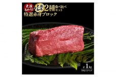 熟成肉 土佐あかうし 土佐和牛2種食べ比べ 特選赤身ブロック 約1kg (約500g×各1) 【株式会社LATERAL】 [ATAY083]