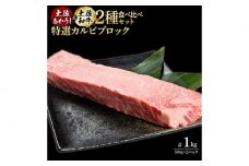 熟成肉 土佐あかうし 土佐和牛2種食べ比べ 特選カルビブロック 約1kg (約500g×各1) 【株式会社LATERAL】 [ATAY094]