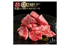 熟成肉 土佐あかうし 土佐和牛2種食べ比べ 特選ヒレ肉サイコロステーキ 約1kg (約500g×各1) 【株式会社LATERAL】 [ATAY101]