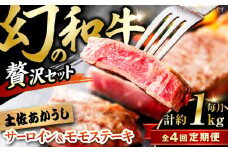 【4回定期便】土佐あかうしサーロイン&モモステーキセット 計約1kg【幻の和牛の贅沢セット】【株式会社Dorago】 [ATAM040]