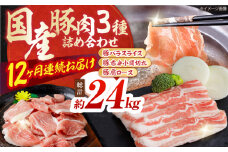 【12回定期便】お肉の定期便 国産 豚肉 詰め合わせ セット (12ヵ月) 総計約24kg バラ スライス 切り落とし 小間切れ 【(有)山重食肉】 [ATAP105]