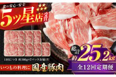 【12回定期便】国産 豚肉 切り落とし 約300g×7 総計約25.2kg 豚 切落し 赤身 もも肉 小分け 【(有)山重食肉】 [ATAP112]