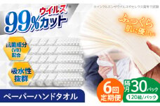 【6回定期便】隔月発送 抗ウイルス 抗菌成分 (VB) 配合ふっくら柔らかペーパーハンドタオル エンボス仕上げ 120組 (240枚) ×30パック 【河野製紙株式会社】 [ATAJ017]
