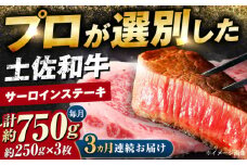 【3回定期便】土佐黒毛和牛 サーロインステーキ (約250g×3枚) 総計約2.25kg 【株式会社 四国健商】 [ATAF128] すてーき ステーキ肉 牛肉 国産 ブランド 和牛 黒毛和牛