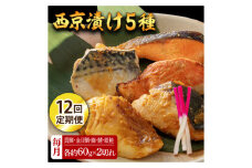 【12回定期便】西京漬け 5種10切 (真鯛 金目鯛 鰤 鯖 銀鮭) 約60g×各2 【興洋フリーズ株式会社】 [ATBX115]