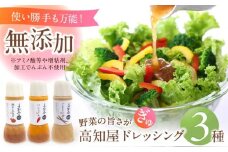 素材力 高知屋 無添加ドレッシング3本セット (人参、焼き玉ねぎ、ごまとごぼう)  【株式会社 四国健商】 [ATAF042]　国産 野菜 ドレッシング 万能ドレッシング 調味料 セット 料理 タレ 和風 洋風 万能調味料