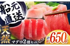 厳選 天然 マグロ 2種セット（計約650g） / 高知 魚介 海鮮 鮮魚 魚 マグロ まぐろ 鮪 新鮮 天然 刺身 寿司 セット 【株式会社Dorago】 [ATAM054]