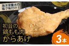 室戸の恵み！海洋深層水の塩で味付け！初音の鶏もも肉からあげ【３本】唐揚げ しおからあげ 塩からあげ 肉料理 簡単調理 クリスマス Xmas チキン