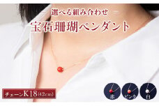 【宝石珊瑚】選べる組合せ　K18ネックレス　珊瑚ペンダント