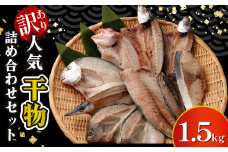 【訳あり】人気地魚干物詰め合わせセット 約1.5kg 干物セット サバ アジ あじ さば おかず おつまみ 魚 魚介類 惣菜 傷あり ご家庭用 冷凍 10000円 1万円