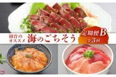 初音のオススメ３回定期便Ｂ＜カツオ・漬け丼・本マグロ＞ 刺身 漬け カツオのたたき 海鮮 魚 惣菜 30000円 送料無料 頒布会