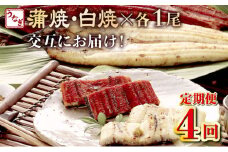 蒲焼き・白焼きを交互にお届け！国産うなぎ１尾【全４回定期便】 _ うなぎ 鰻 ウナギ 1尾 国産 高知県産 蒲焼き 白焼き かばやき 冷凍 うな重 ひつまぶし タレ ランキング 人気 4回 定期便 頒布会