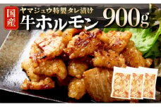 ヤマジュウの特製タレ漬け！国産牛ホルモン９００ｇ