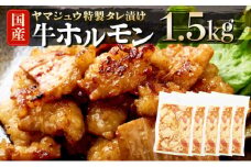 ヤマジュウの特製タレ漬け！国産牛ホルモン１．５ｋｇ