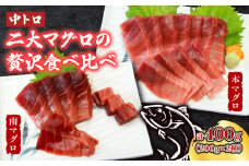天然本マグロ　天然南マグロ　中トロ各１柵　（計４００ｇ）　食べ比べまぐろ 鮪 海鮮 冷凍 さしみ 刺身 父の日 高知 室戸 マグロ