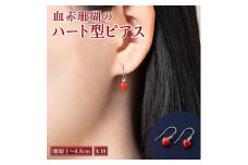 室戸産　血赤サンゴのハート型ピアス（K18）