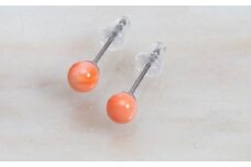 ピンクサンゴ５mm玉ピアス