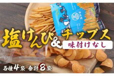 塩けんぴ＆さつまいもチップス（味付けなし）　計８袋 おかし おやつ 小分け 芋けんぴ いもけんぴ 芋ケンピ 和菓子 芋 さつま芋 さつまいも 芋かりんとう いもかりんとう スイーツ 野菜 サツマイモ セット 高知県 室戸市 送料無料 rk026