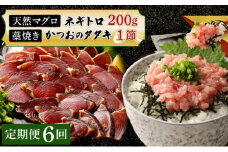 【定期便 / ６ヶ月連続】 土佐流藁焼きかつおのたたき１節と高豊丸ネギトロ２００ｇセット 魚介類 海産物 カツオ 鰹 わら焼き 高知 海鮮 冷凍 家庭用 訳あり 不揃い 規格外 連続 ６回 小分け 個包装 まぐろ マグロ 鮪 お手軽 頒布会