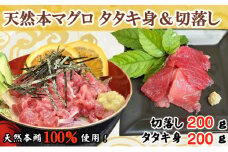 天然本マグロ タタキ身 と 切り落とし セット 合計400ｇ! 刺身 パック 天然マグロ 天然 本まぐろ 尽くし まぐろ 鮪 刺身 切落し お刺身用 高知 室戸 冷凍 究極 瞬間冷凍 小分け 便利 室戸 高知 10,000円
