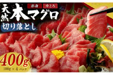 天然本マグロ 中トロ 赤身 切り落とし 400g 小分け(100g×4パック) 訳あり マグロ 刺身 カルパッチョ まぐろ丼 まぐろ漬け丼 魚 惣菜 海鮮丼 魚介類 食べきりサイズ 父の日 冷凍 不揃い クロマグロ 黒マグロ 10000円