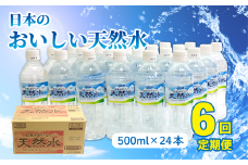 【定期便6回】DyDo 日本のおいしい天然水 500ml×24本 水 定期便 ミネラルウォーター 軟水 天然水 備蓄品 災害用 保存水  頒布会