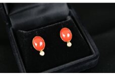 赤サンゴとダイヤモンドのK18ピアス アクセサリー ピアス ジュエリー 珊瑚 赤珊瑚 