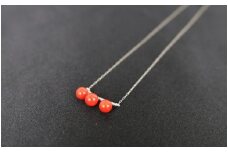 赤サンゴ 丸玉3連ペンダント アクセサリー ペンダント ジュエリー 珊瑚 赤珊瑚