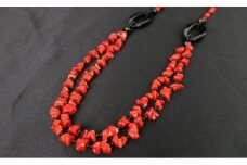 赤珊瑚とオニキスのロングデザインネックレス アクセサリー ネックレス ジュエリー 珊瑚