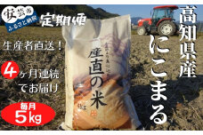【先行予約】 令和7年産 にこまる 白米 4ヵ月連続でお届け!! 定期便 5kg × 4回 20kg お米 白米 精米 新米 産地直送  ごはん ご飯 高知県産 弁当 おにぎり 料理 新嘗祭皇室献上米 令和7年 R7年 高知県安芸市