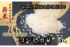 【新米】 【8月31日まで】 令和7年度 コシヒカリ 5㎏ 発送スタート  超早場米 米 コメ お米 精米 早場米 新米 ご飯 おにぎり こめ 白米 高知県 南国市