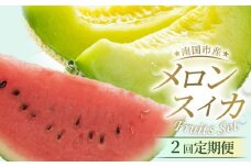【年2回定期便】メロン・スイカ (指定月発送)  | 限定 定期便 マスクメロン 最高品スイカ フルーツ 果物 厳選 高級 青肉メロン 人気 デザート ギフト プレゼント 贈り物 くだもの 旬 お取り寄せ ギフト 甘い スイカ めろん 詰合せ 高糖度 先行予約 産地直送 すいか 高知県 南国市