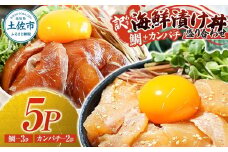 訳あり 海鮮漬け丼 セット タイ3P・カンパチ2P 計5パック 漬け丼 漬け 魚 海鮮 海鮮丼 醤油漬け 訳アリ わけあり 不揃い 規格外 人気 白身魚 食べ比べ 魚 冷凍 食品 保存食 小分け 一人暮らし 簡単 時短 鯛めし 惣菜 高知