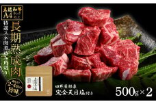 土佐和牛 特選スネ肉煮込み角切り500g×2 田野屋銀象完全天日塩2P付き 1kg 1キロ 長期熟成肉 田野屋銀象 完全天日塩付き スネ肉 煮込み 角切り 肉 お肉 和牛 牛肉 国産 牛 熟成肉