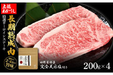 特選 サーロインステーキ 土佐あかうし 長期熟成肉 200g×4 合計800g 田野屋銀象 完全天日塩付き サーロイン ステーキ 肉 お肉 和牛 牛肉 国産 牛 熟成肉 豪華 贅沢 真空パック 冷凍
