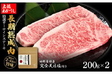 特選 サーロインステーキ 土佐あかうし 長期熟成肉 200g×2 合計400g 田野屋銀象 完全天日塩付き サーロイン ステーキ 肉 お肉 和牛 牛肉 国産 牛 熟成肉 豪華 贅沢 真空パック 冷凍