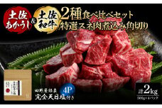 土佐あかうし＆土佐和牛2種食べ比べ 特選スネ肉煮込み角切り500g 計4P 田野屋銀象完全天日塩4P付 牛肉 肉 お肉 和牛 国産 牛 赤身 ヒレ カルビ ロース ブロック サーロイン 熟成肉