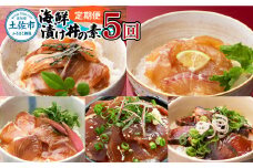 【5回定期便】土佐の海鮮丼セット（ブリ・タイ・カンパチ・マグロ・カツオ）各4Pずつ 漬け丼の素 鰤 ぶり 鯛 たい 鮪 まぐろ 鰹 かつお かんぱち 新鮮 魚 おかず おつまみ 小分け