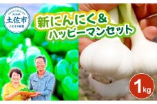 新にんにく＆ハッピーマンセット 約1キロ 約1kg ニンニク 新ニンニク ピーマン 野菜 やさい おかず 副菜 お弁当 新鮮 おいしい 採れたて 国産 お取り寄せ