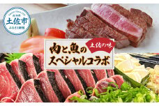 土佐の味！肉と魚のスペシャルコラボ！土佐和牛 特選ヒレ肉200ｇ 特製ソース付 土佐あかうし “生”カツオ藁焼きタタキ（タレ・薬味付）3人前～5人前 2回に分けてお届け 鰹たたき かつおのタタキ