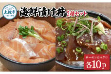 土佐の海鮮漬け丼（サーモン・まぐろ）各10袋セット 1パック60g 漬け丼 海鮮丼 マグロ丼 サーモン丼 鮪 まぐろ おかず おつまみ 惣菜 魚介類 海鮮 個包装 小分け 真空パック 簡単 お取り寄せ