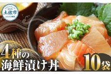 4種の海鮮漬け丼 10袋セット 110ｇ 110グラム　漬け丼 お茶漬け 醤油 真鯛 タイ かんぱち カンパチ キハダマグロ マグロ サーモン おつまみ 惣菜 魚 魚介類 海鮮 新鮮 高鮮度