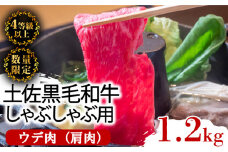 土佐 黒毛 和牛 しゃぶしゃぶ用 1.2kg （ 600g × 2パック ） | 特撰 ウデ肉 肩肉 最上位等級 A4 A5 最高ランク 贅沢 しゃぶしゃぶ　鍋 スライス 焼肉用 小分け 冷凍 国産 牛肉 1kg 以上 高知県 須崎 TM013