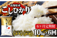合計60kg 【 お米 定期便 】 R7年度 新米 高知県産 コシヒカリ 10kg × 6回 お米 白米 精米 米 高知県 須崎市 コシヒカリ こしひかり 高知 NPO12000-2x