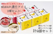 濃厚な甘さと味わいに恋する NOUKA の濃恋(こいこい) アイス 2種セット 計6個 いちご 3個 バナナ3個 ( アイスクリーム 果物 いちご イチゴ 苺 バナナ ばなな 練乳 卵 クリーム 果実入り トッピング ソース付き 夏 お子様 おやつ 添加物 不使用 ) EA104