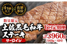 【定期便6回】土佐黒毛和牛サーロインステーキ 計3.96kg（660g×6ヶ月連続お届け) 2Wコース | 特撰 サーロイン肉 最上位等級 A4 A5 最高 ランク 贅沢 厚切り ステーキ用 焼肉用 キャンプ飯 国産 牛肉 高知県 須崎市 TM51000