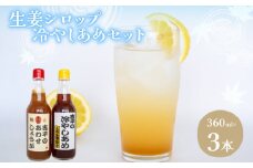 あわせしょうが 1本 冷やしあめ 2本 セット 360ml  生姜 自由自在 飲料 調理 夏 定番 ジュース しょうが シロップ KP006