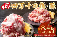 【6ヶ月連続】四万十ブランド 鶏肉500g 豚肉900g（計1.4kg×6回）8.4kg 6回定期便 5Tコース｜ 四万十ポークスライス 四万十ポーク 豚バラ肉 小分け 小間切れ スライス 切り落とし 冷凍 真空パック 細切れ 切身 カット 一口大 カット済み  四万十鶏 鳥肉 とりにく 鶏もも 国産 ブランド 唐揚げ 煮物 鍋 チキン 高知県 須崎市 TM126000